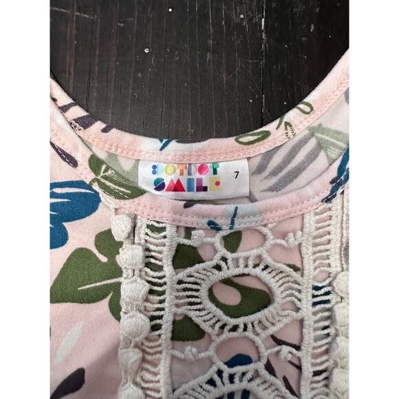 DOT DOT SMILE Pink and Green Plant Twirly Cap Dress - Picture 3 of 3